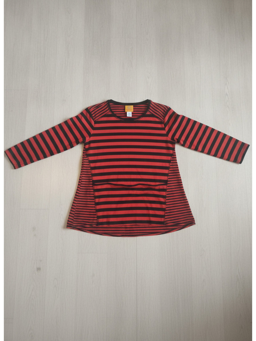 Ruby Rd Petite Red & Black Striped Long Sleeve Top Size PS